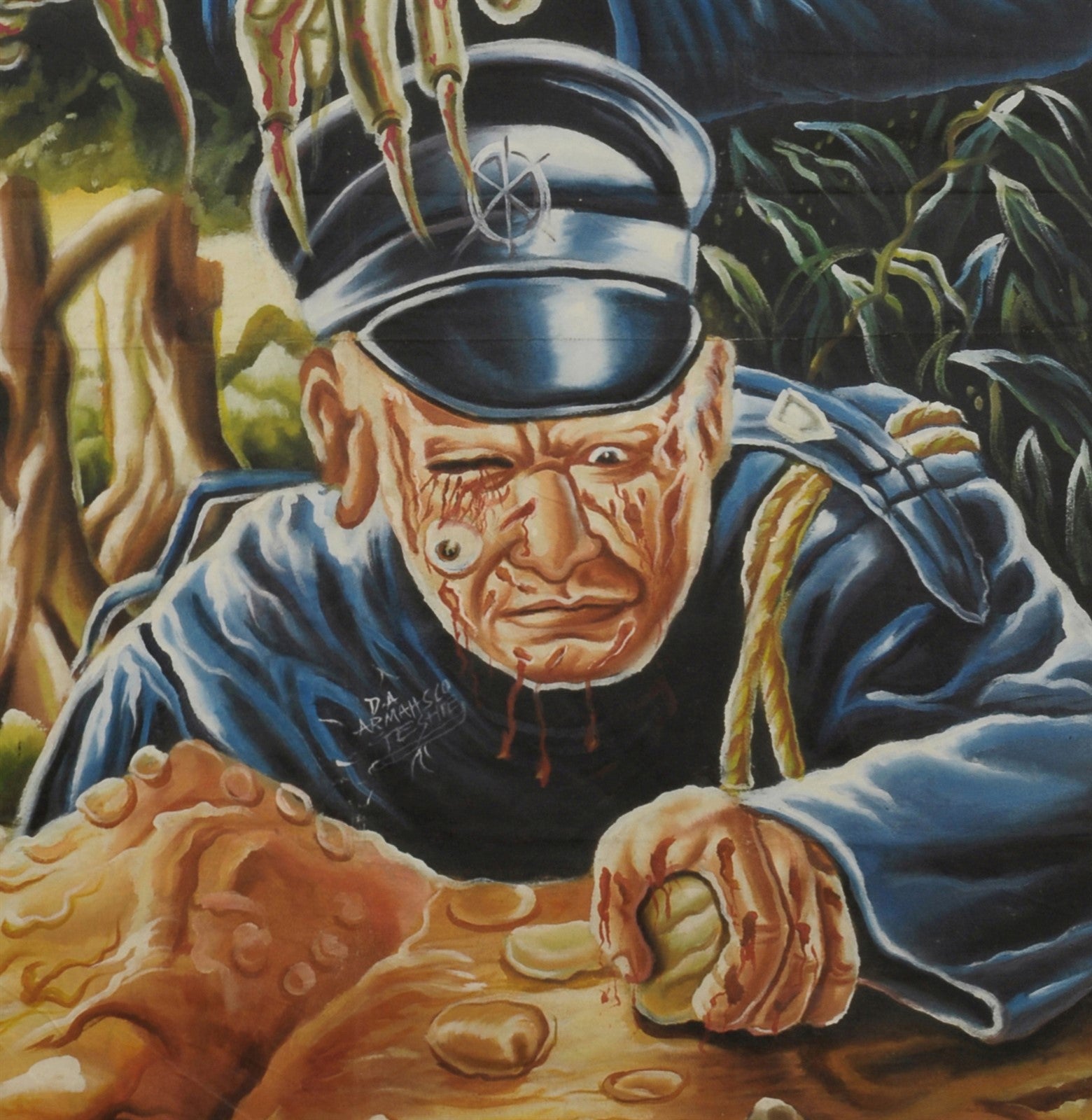 Unique 'Leprechaun' Movie Poster - Hand-Painted In Ghana - close-up