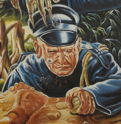 Unique 'Leprechaun' Movie Poster - Hand-Painted In Ghana - close-up