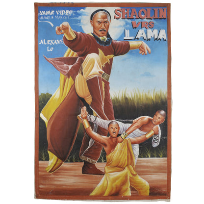 Hand-Painted Ghana Movie Poster - Shaolin Vrs Lama (Martial Arts)