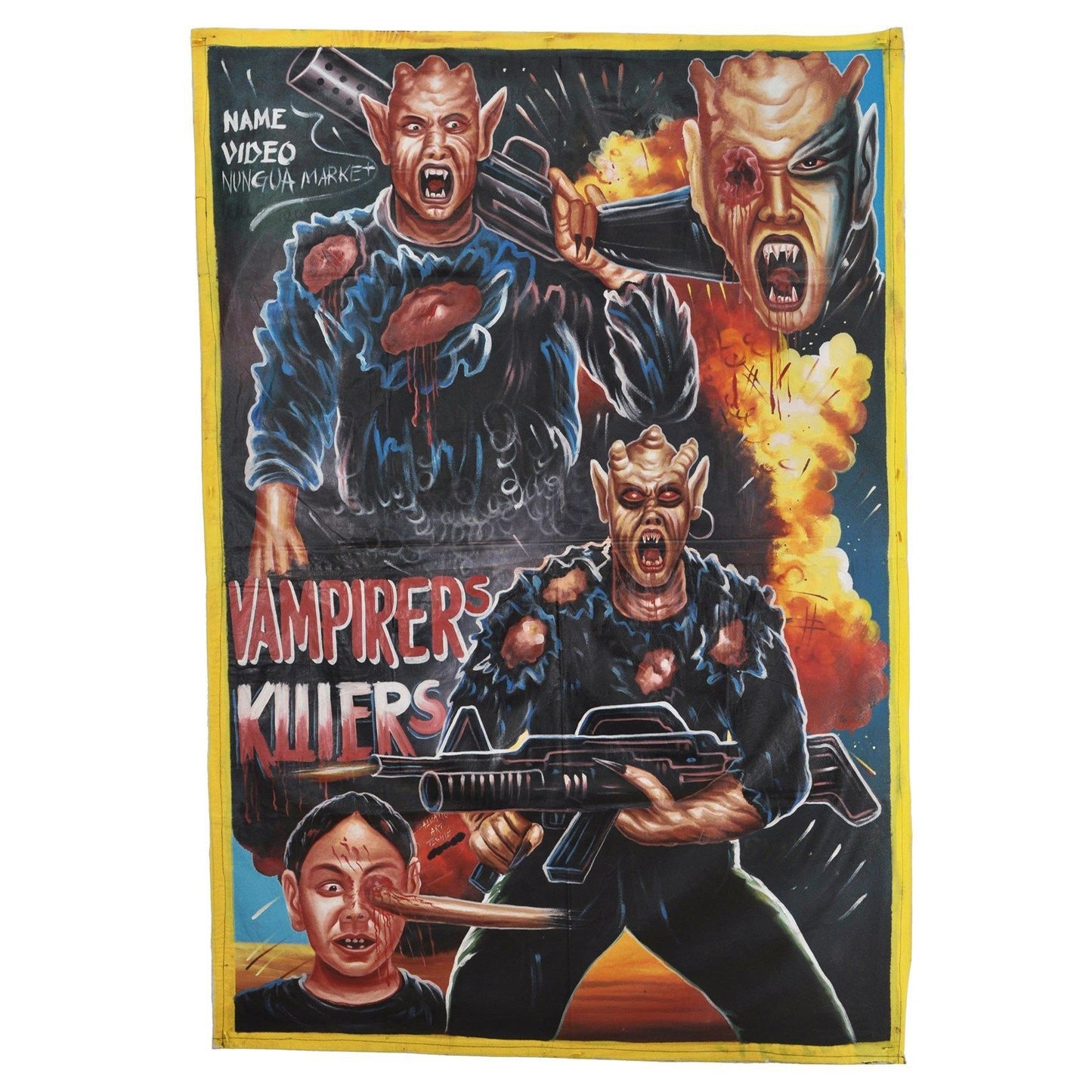 Vampires Killers Movie Poster - Hand-Painted Ghanaian Art - horror scene artwork