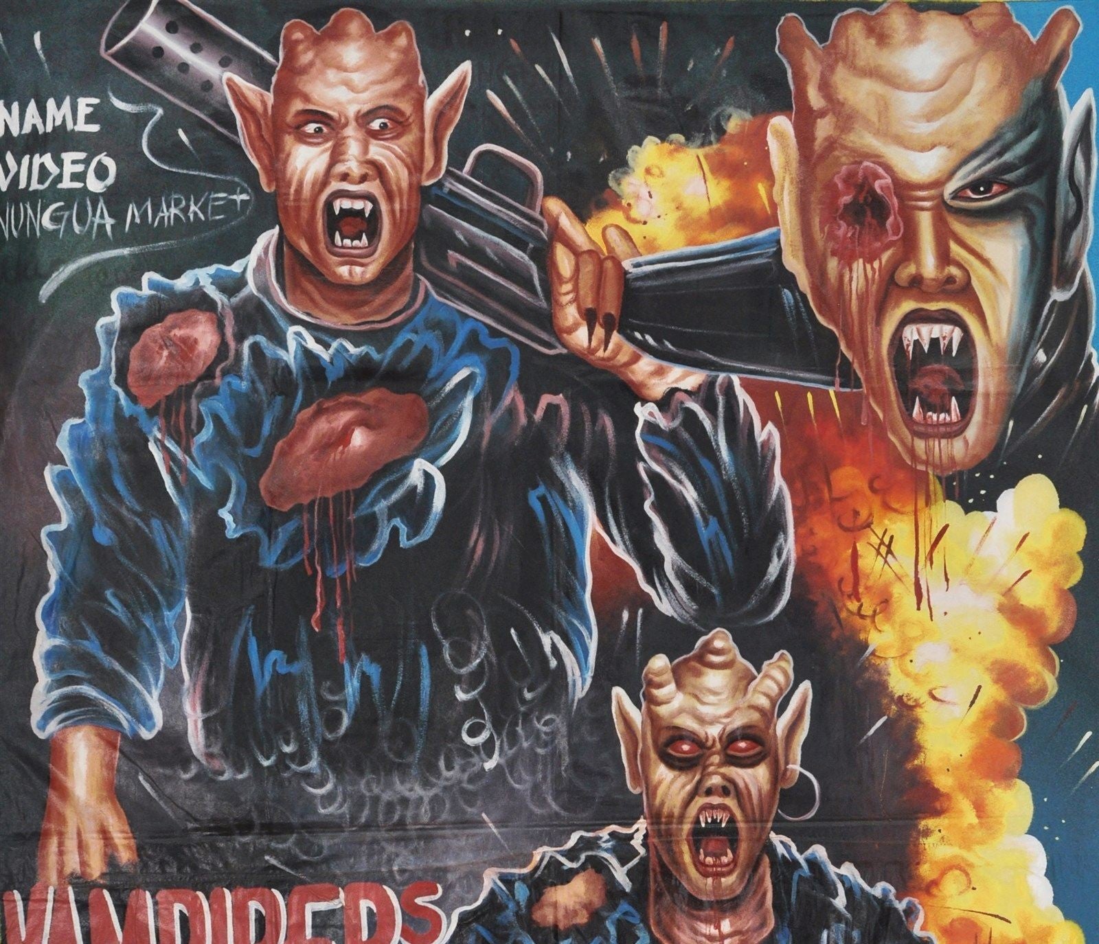 Vampires Killers Movie Poster - Hand-Painted Ghanaian Art - close-up