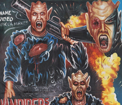 Vampires Killers Movie Poster - Hand-Painted Ghanaian Art - close-up