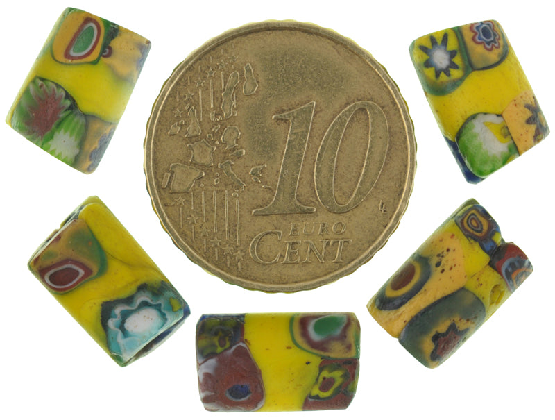 Rare Antique Banded Multimurrine Venetian Millefiori Mosaic Glass Trade Beads - alternate view