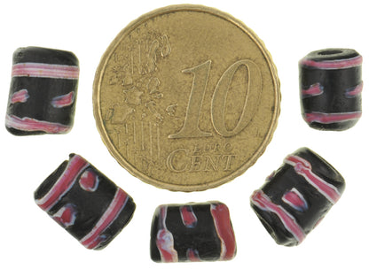 Antique Black Venetian Fancy Lampwork Glass Trade Beads, African Trade - alternate view