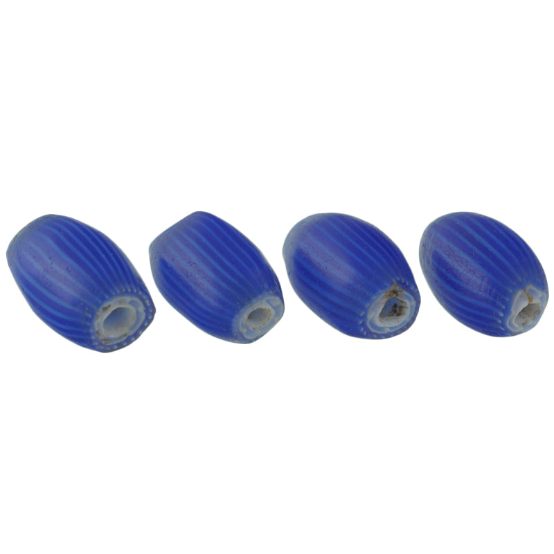 Rare Floral Onion Skin 5 Layer Blue Chevron Beads | Venetian Trade