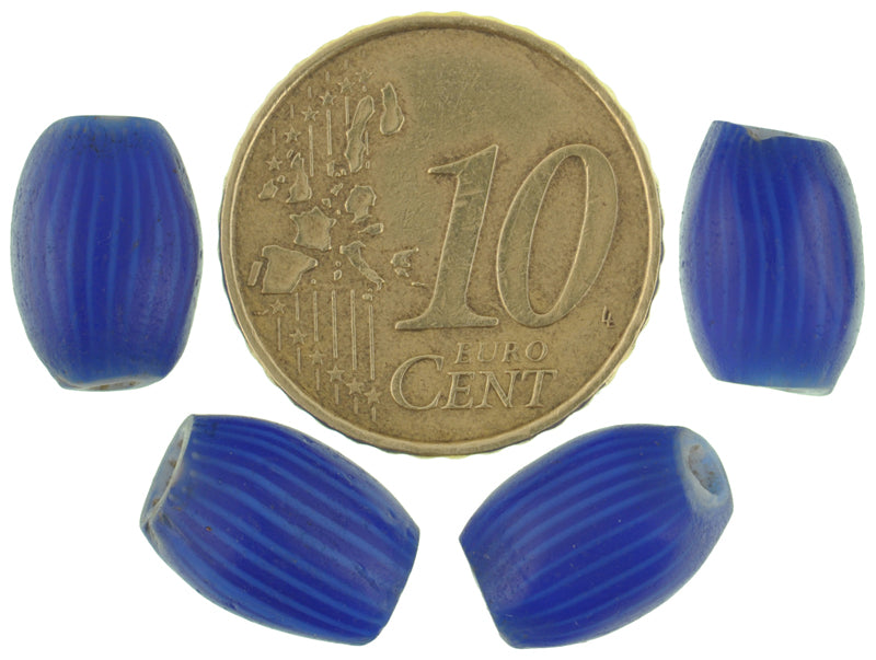 Rare Floral Onion Skin 5 Layer Blue Chevron Beads | Venetian Trade - close-up