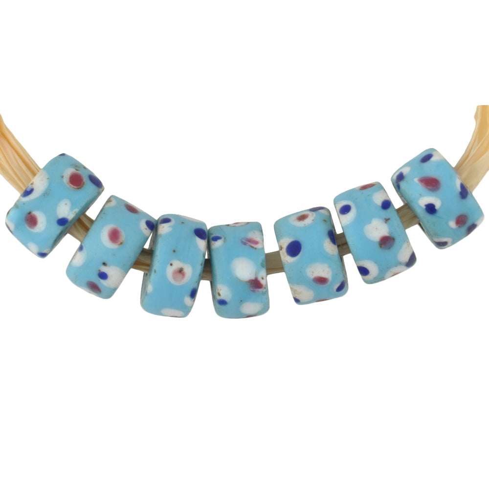 Rare Blue "Thousand Eyes" Venetian Fancy Disk Glass Trade Beads, 7-8Mm