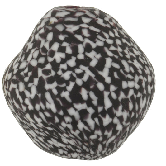 Large Bicone Recycled Glass Bead With Chevron Design From Ghana