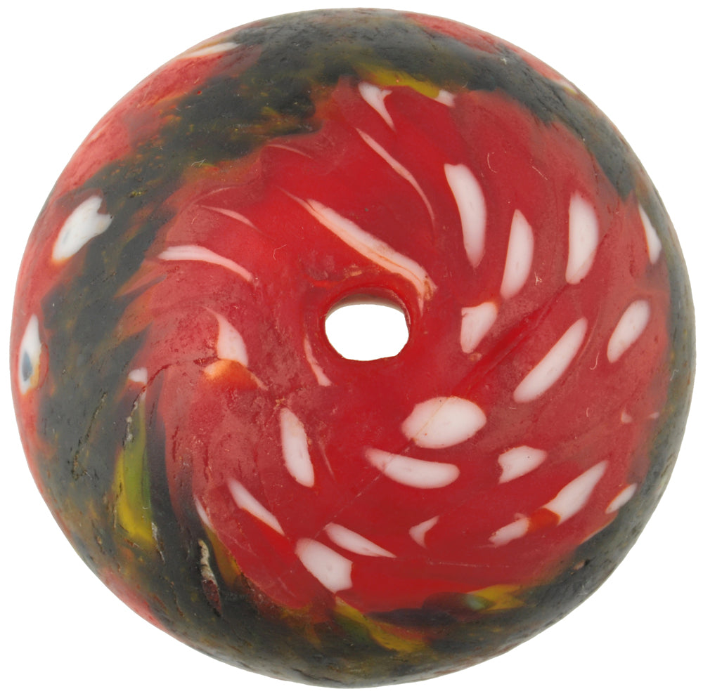 Large African Bicone Bead - Recycled White Heart Glass, Ghana - alternate view