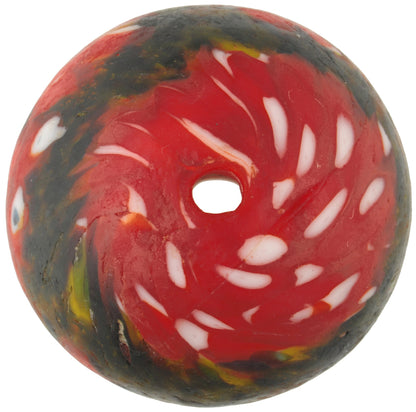 Large African Bicone Bead - Recycled White Heart Glass, Ghana - alternate view