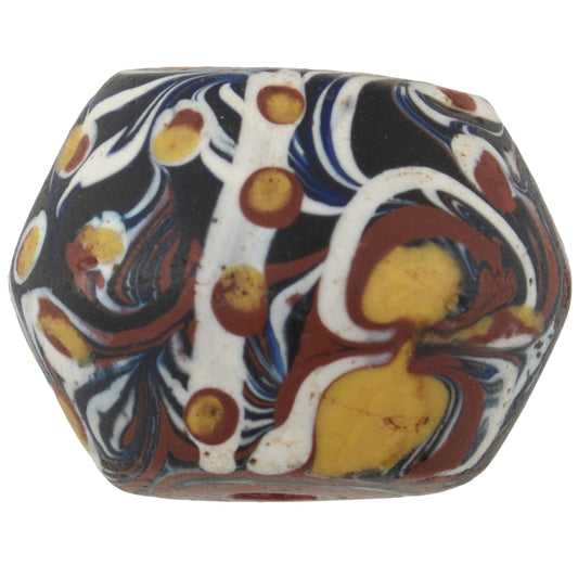 Rare Antique Bicone "King" Venetian Lampwork Glass Trade Bead, 18X14Mm