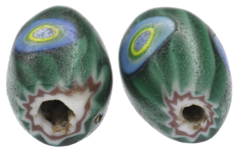 Rare 4-Layer Venetian Chevron Beads With Murrine - Antique Pair - alternate view