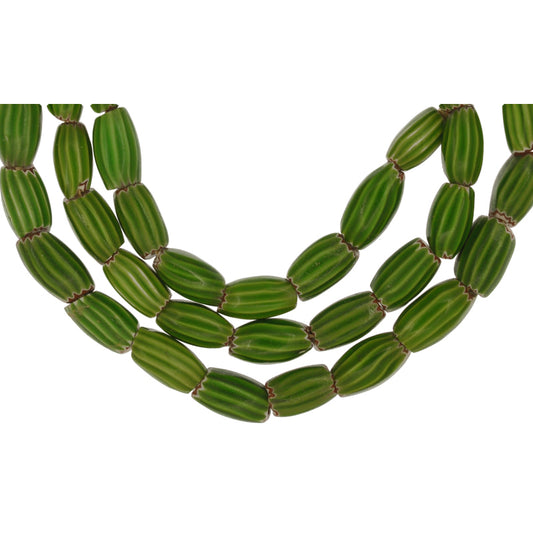 Antique Green Chevron Bead Strand - Venetian Trade Beads 25.5"
