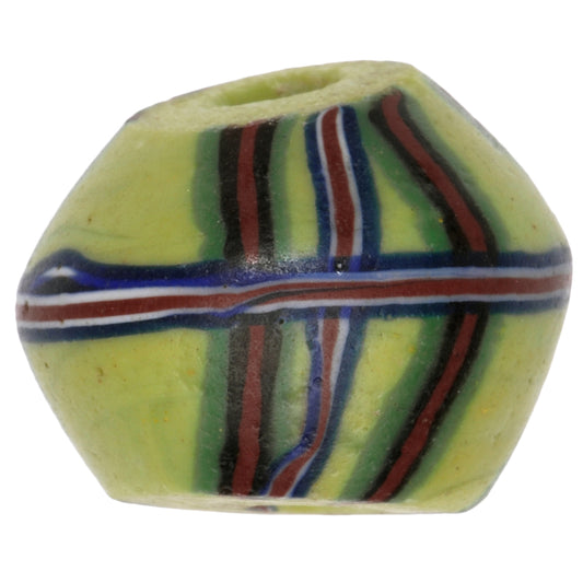 Rare Antique Bicone Venetian Lampwork Glass Trade Bead With Trail Decor