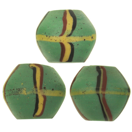 Antique Green Bicone Venetian Lampwork Beads - African Trade