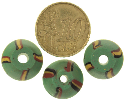 Antique Green Bicone Venetian Lampwork Beads - African Trade - alternate view
