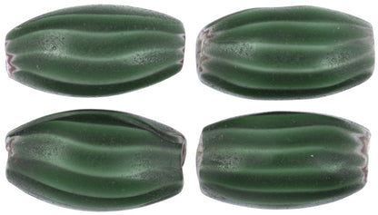 Large Green Chevron Beads - Set Of 4 Antique Venetian Trade Glass - close-up