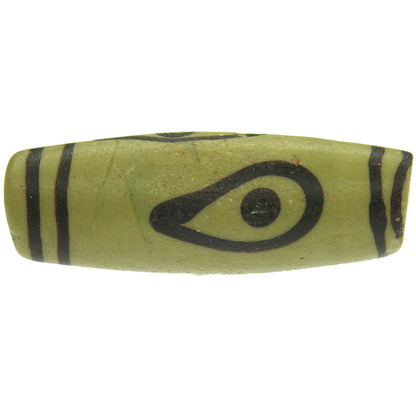 Rare Green Eye Antique Venetian Wound Glass Trade Bead With Trail Decoration