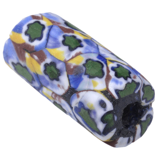Antique Large Venetian Millefiori Mosaic Glass Trade Bead, 32X14Mm
