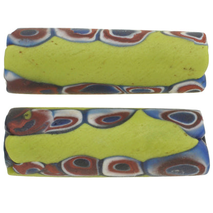 Antique Large Venetian Millefiori Mosaic Trade Beads, 31Mm Pair