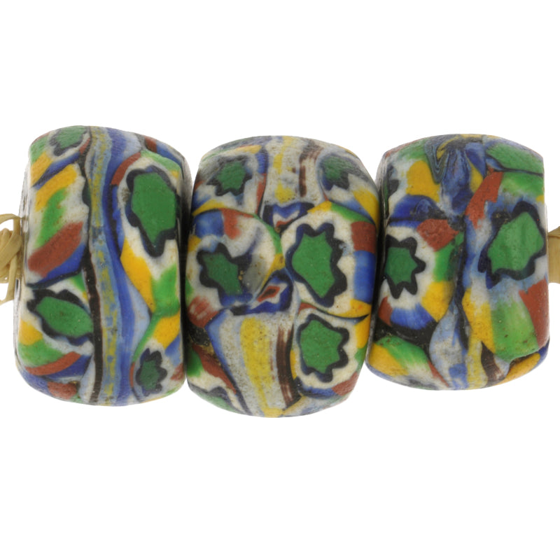 Antique Large Banded Millefiori Venetian Mosaic Glass Trade Beads