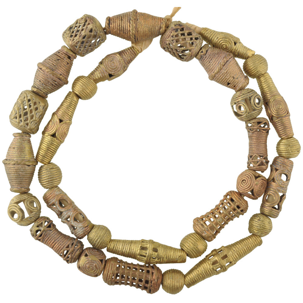 Handmade African Brass Beads From Ghana - 26 ¾" Strand