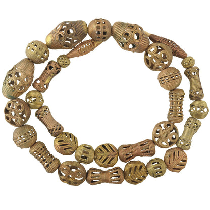 Authentic African Brass Beads Handmade In Ghana - 27" Strand