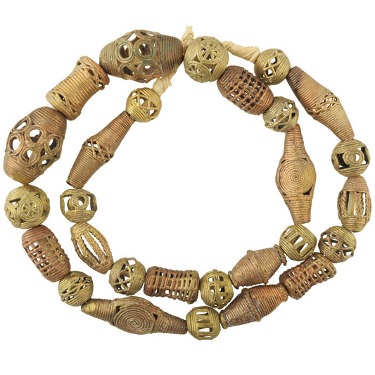 Authentic African Brass Beads - Handcrafted In Ghana - 26" Strand