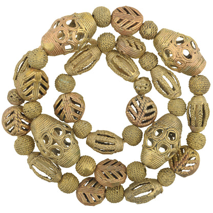 Authentic African Brass Beads Handmade In Ghana - 27.5" Strand