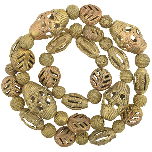 Authentic African Brass Beads Handmade In Ghana - 27.5" Strand
