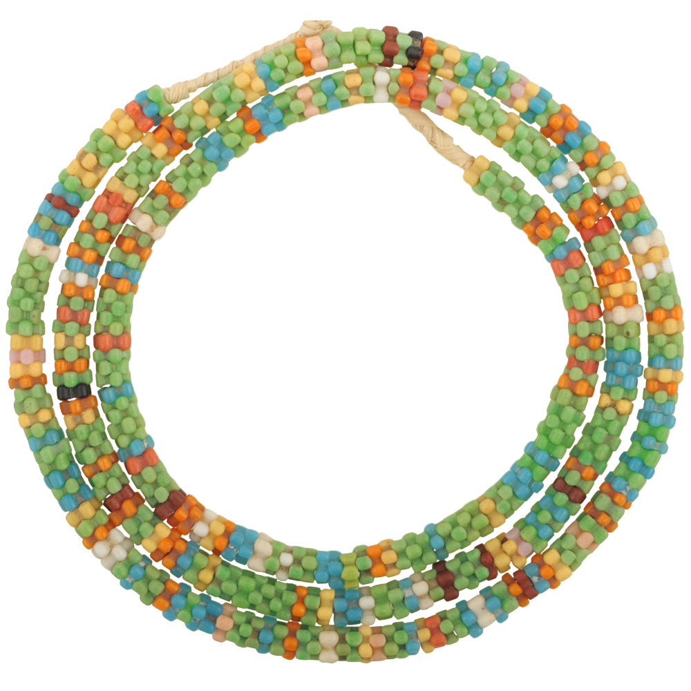 Old Flower Bohemian/Czech Glass Trade Beads, 26" Strand, Vintage