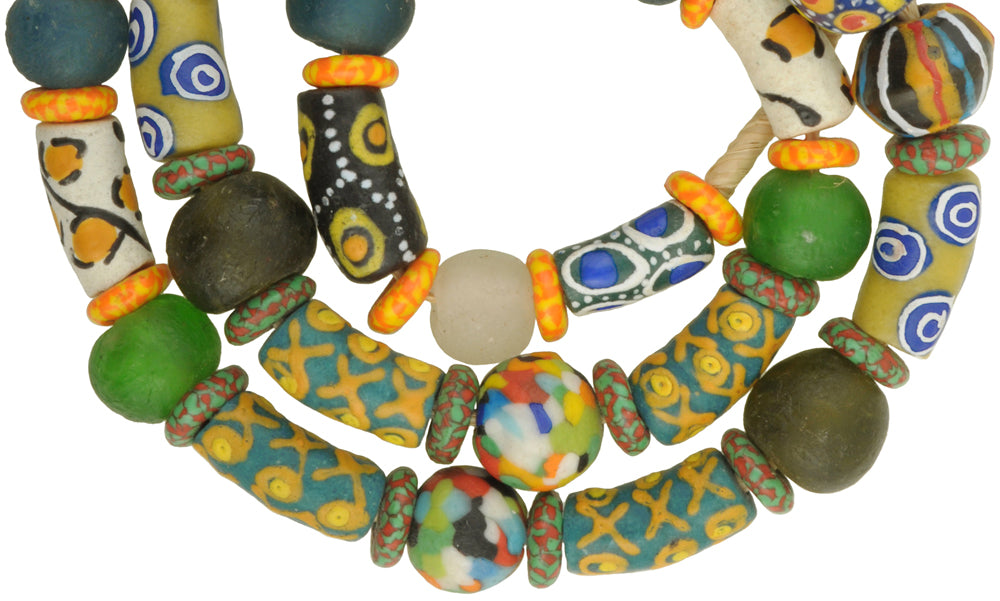 African Trade Beads 26.5" - Krobo Powder Glass Beads Ghana - alternate view