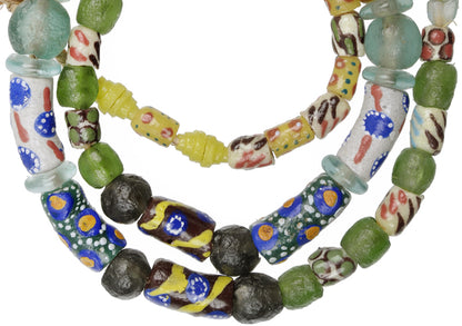 Krobo Recycled Fancy Mix Beads - African Powder Glass Strand - alternate view
