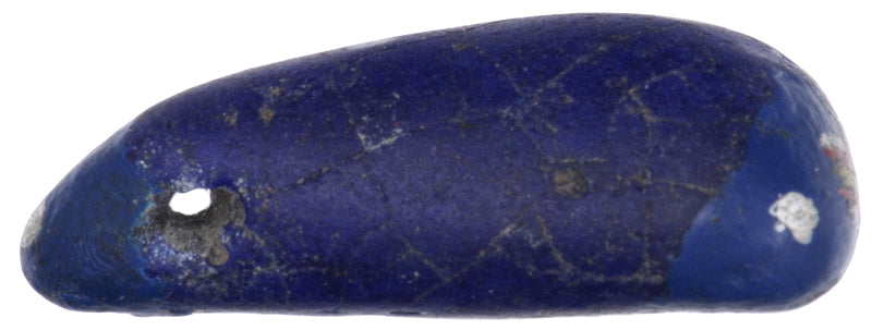 Rare Large Blue Kiffa Glass Trade Bead - Handmade In Mauritania - close-up