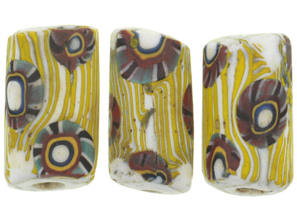 Rare Antique Venetian Millefiori Mosaic Glass Trade Beads - African Trade Beads - zoomed-in detail