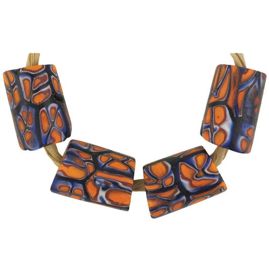 Rare Antique Venetian Millefiori Mosaic Glass African Trade Beads - angled shot