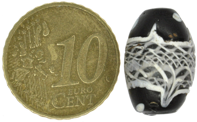 Beautiful Old Black "Fancy" Antique Venetian Lampwork Glass Trade Bead - alternate view