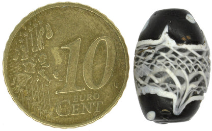 Beautiful Old Black "Fancy" Antique Venetian Lampwork Glass Trade Bead - alternate view