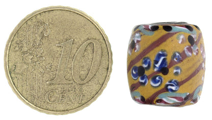 Rare Antique Venetian Floral Fancy Wound Glass Trade Bead, 15X14Mm - alternate view