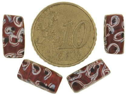 Antique Rectangular Fancy Eye Venetian Wound Glass Trade Beads - African Trade - close-up