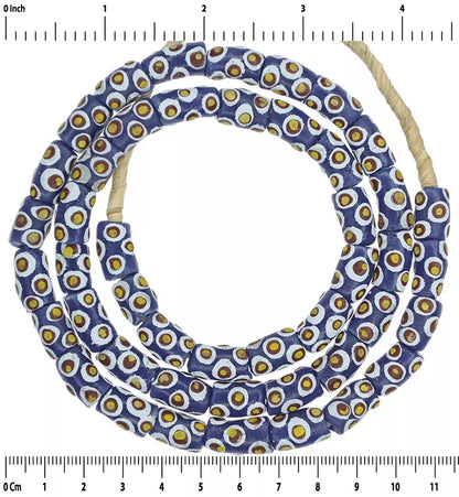 Fancy Ghana Krobo Glass Beads - African Trade Recycled Glass, 9-10Mm - close-up