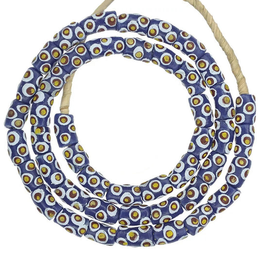 Fancy Ghana Krobo Glass Beads - African Trade Recycled Glass, 9-10Mm