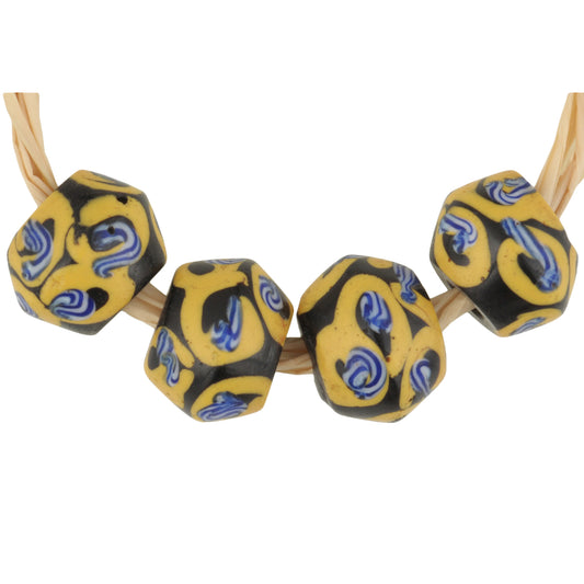 Rare Antique Venetian Black Fancy King Lampwork Trade Beads, African Trade