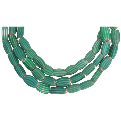 Strand Of Tabular Green Chevron Beads | Antique Venetian Trade