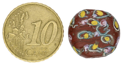 Antique Tabular Brick Fancy Venetian Lampwork Glass Trade Bead - angled shot