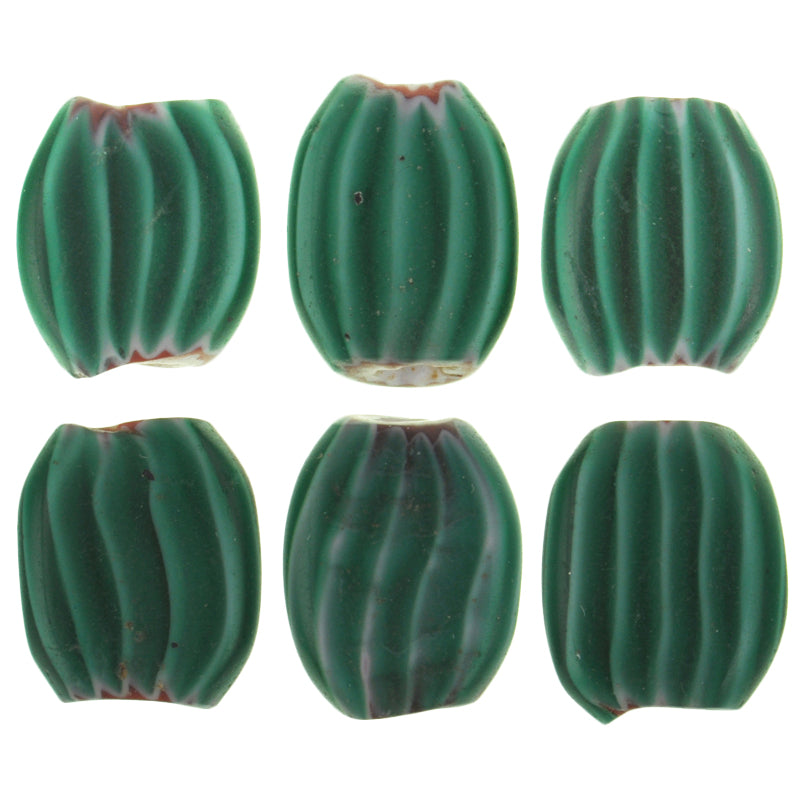 Tabular Green 4 Layer Chevron Beads | Antique Venetian Trade Beads