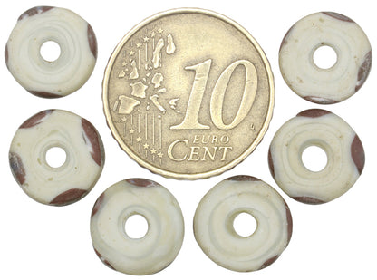 Rare Antique White Disk Millefiori African Trade Beads - Early 1900S - alternate view