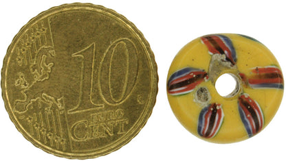 Rare Fancy Venetian Lampwork Trade Bead, Murrine & Trail Decor, 14X8Mm - close-up