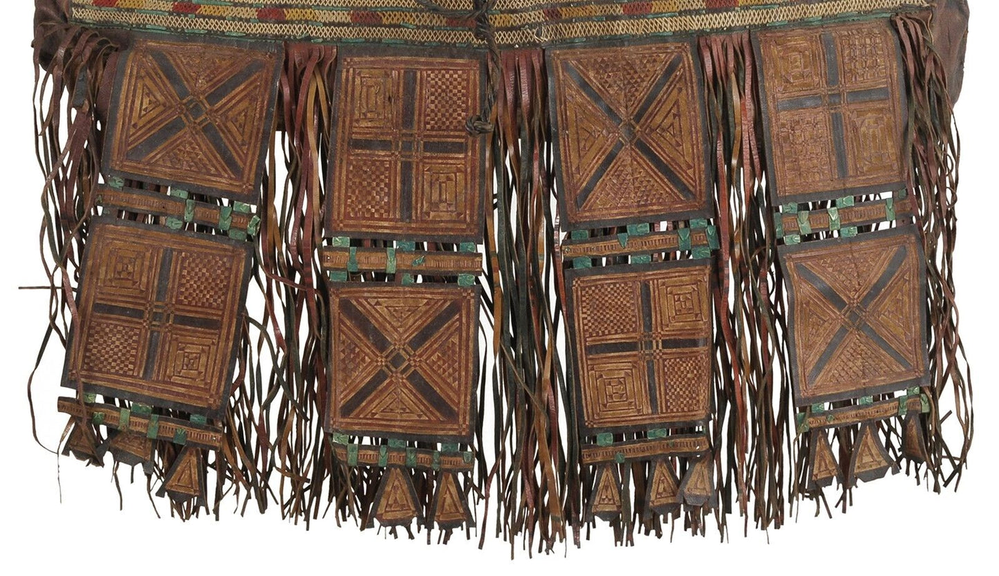 Authentic Old Tuareg Leather Bag – Sahara Nomad Geometric Art