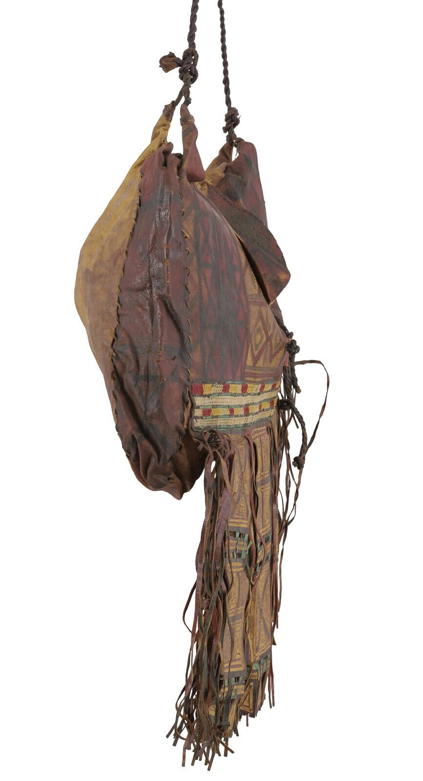 Authentic Old Tuareg Leather Bag – Sahara Nomad Geometric Art